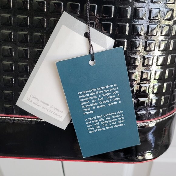 NWT INVECE Italian Patent Leather Handbag with Shoulder Strap & Keychain - Picture 2 of 12